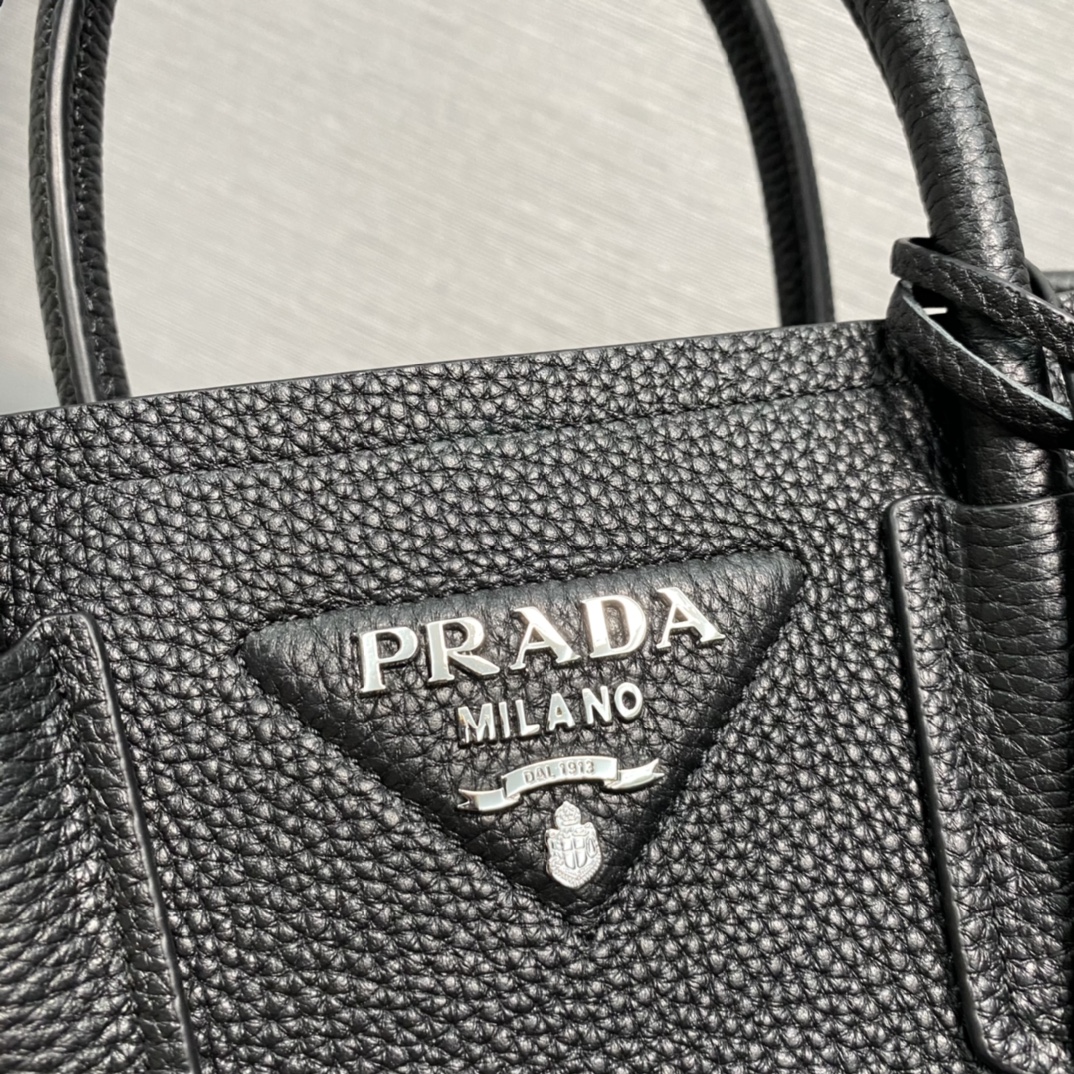 Prada Double Leather Mini Bag Shoulder Bag Black 1BG443